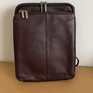 Elegant Brown Leather Backpack Laptop Bag